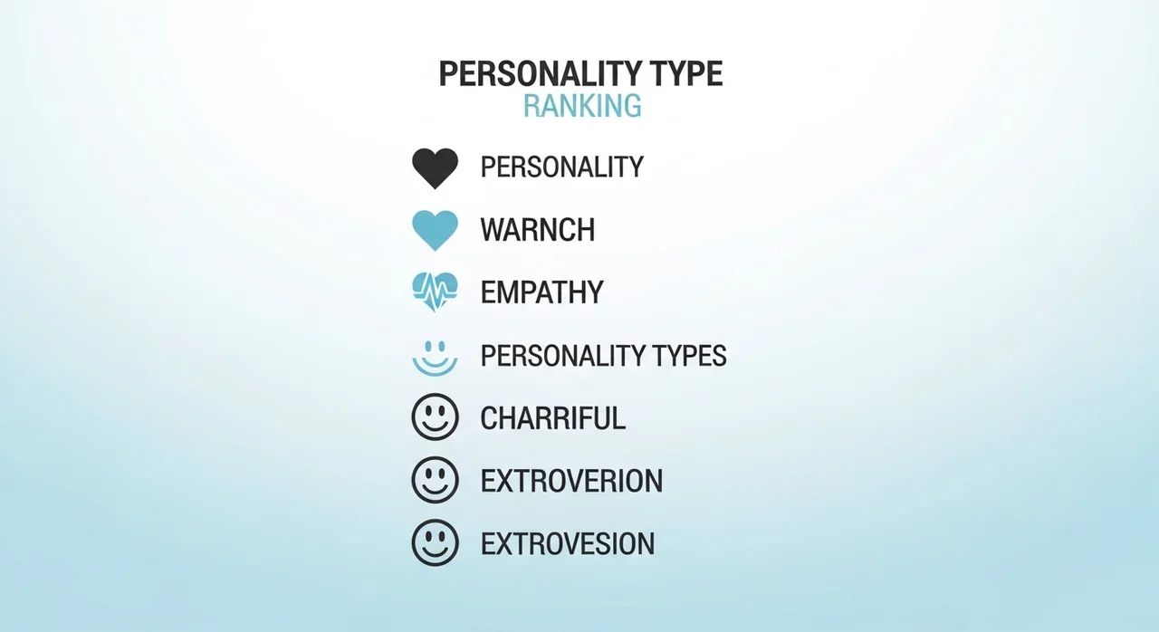 한눈에 보는 MBTI 유형별 다정함 순위 TOP 5