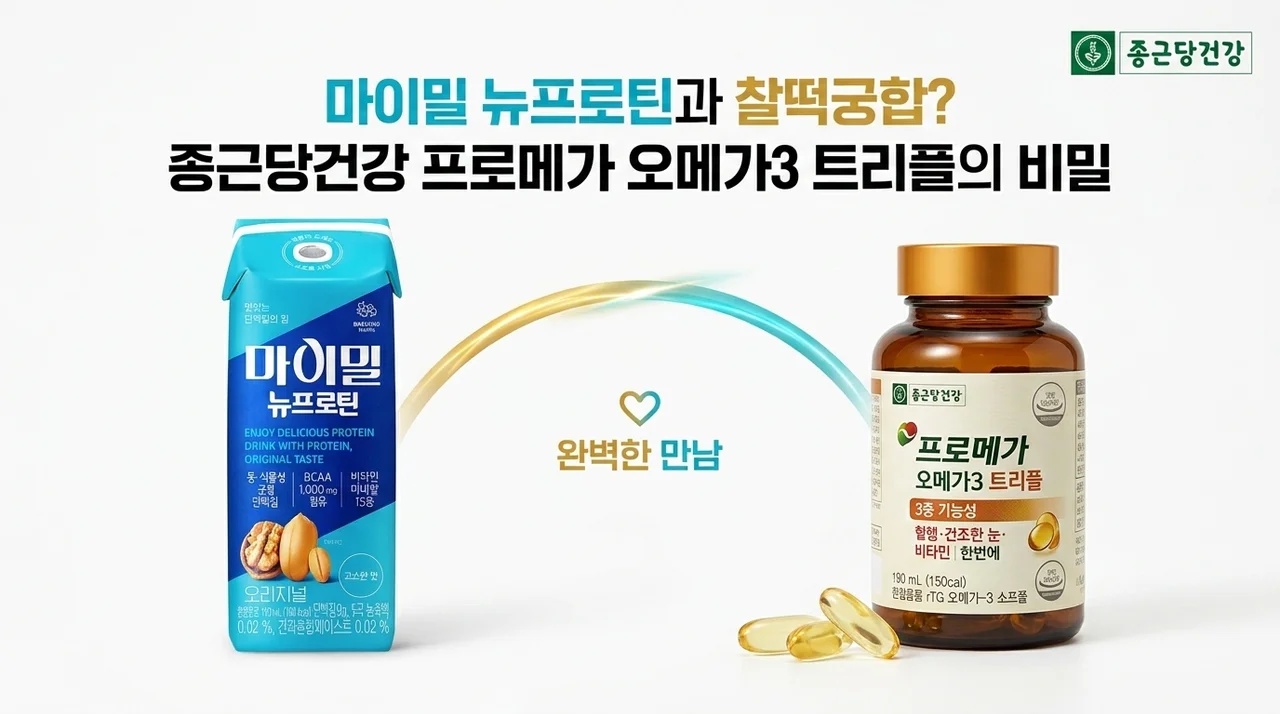 마이밀 뉴프로틴 오리지널 드링크와 찰떡궁합? 종근당건강 프로메가 오메가3 트리플의 비밀