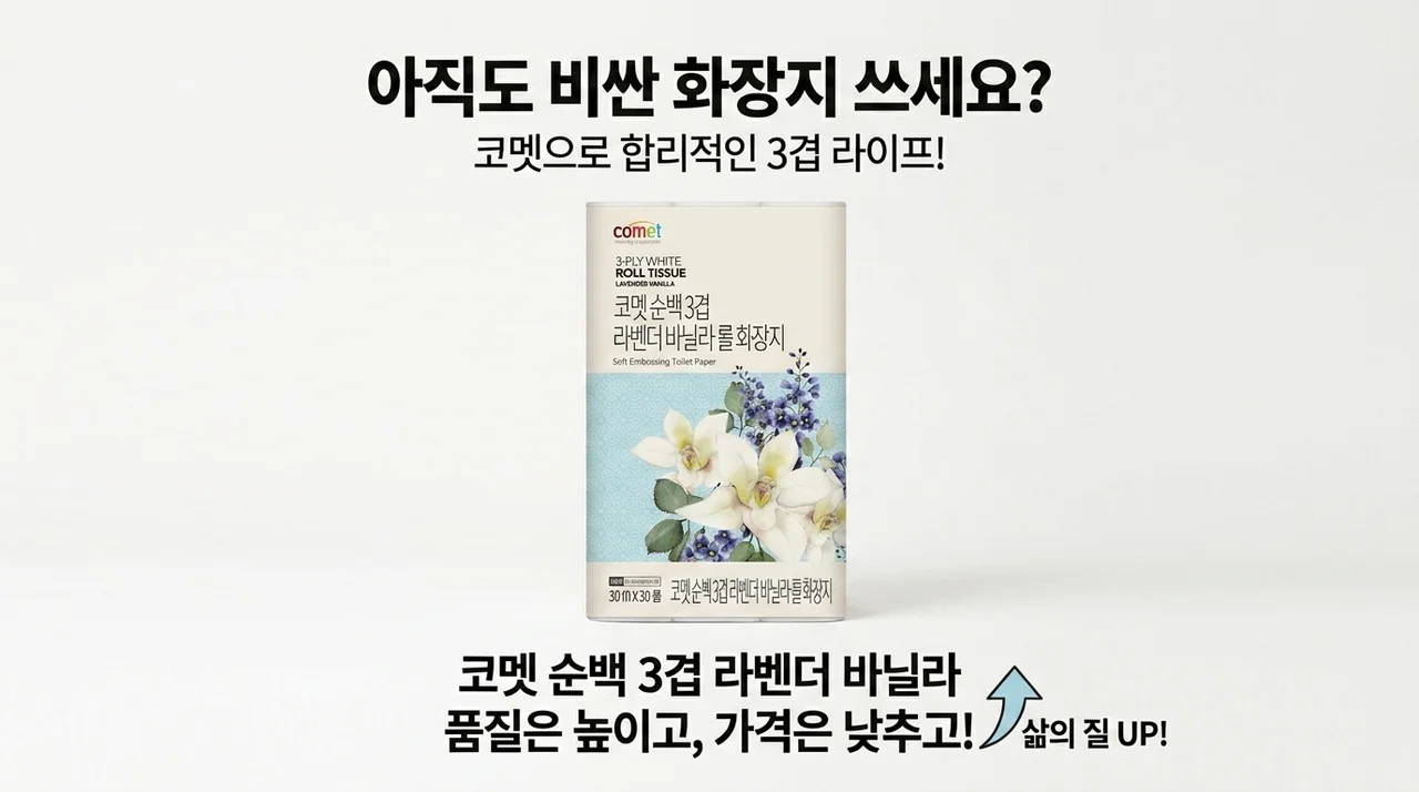 아직도 비싼 휴지 쓰세요? 코멧 순백 3겹 라벤더 바닐라 롤화장지로 바꾼 뒤 삶의 질 상승