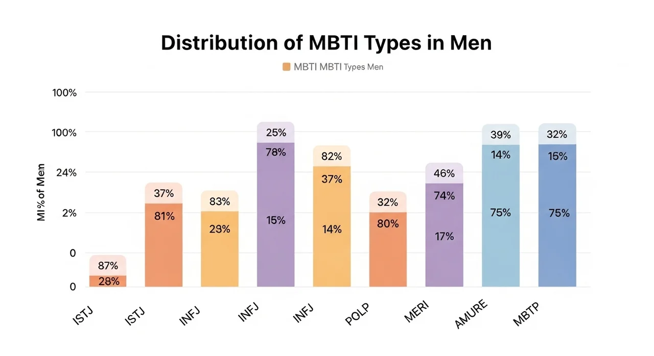 MBTI 유형별 남성비율 전체 순위표